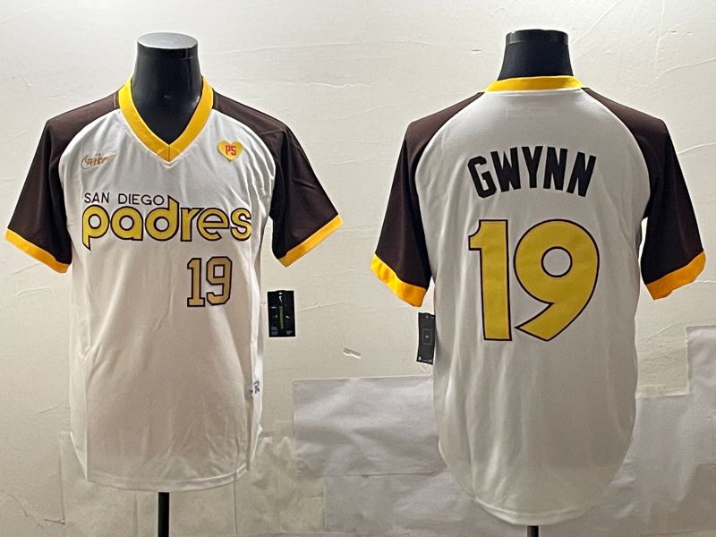 Men San Diego Padres #19 Gwynn White Throwback Game 2025 Nike MLB Jersey style 5->san diego padres->MLB Jersey